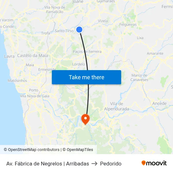 Av. Fábrica de Negrelos | Arribadas to Pedorido map