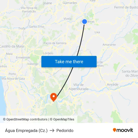 Água Empregada (Cz.) to Pedorido map