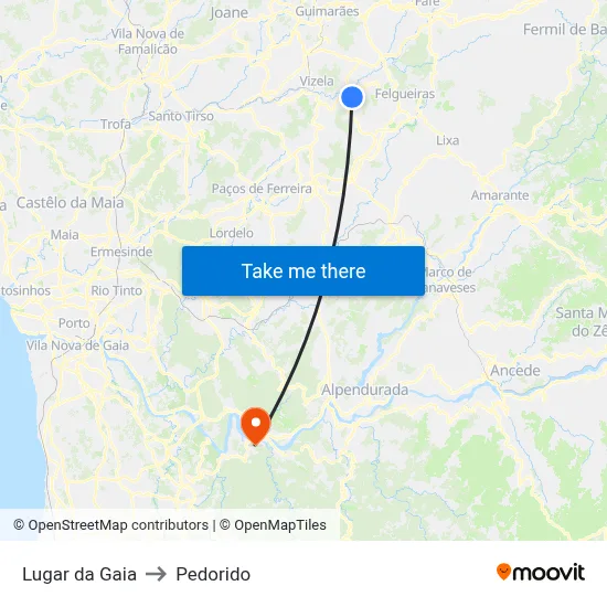 Lugar da Gaia to Pedorido map