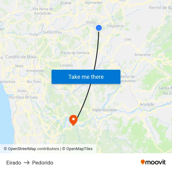 Eirado to Pedorido map
