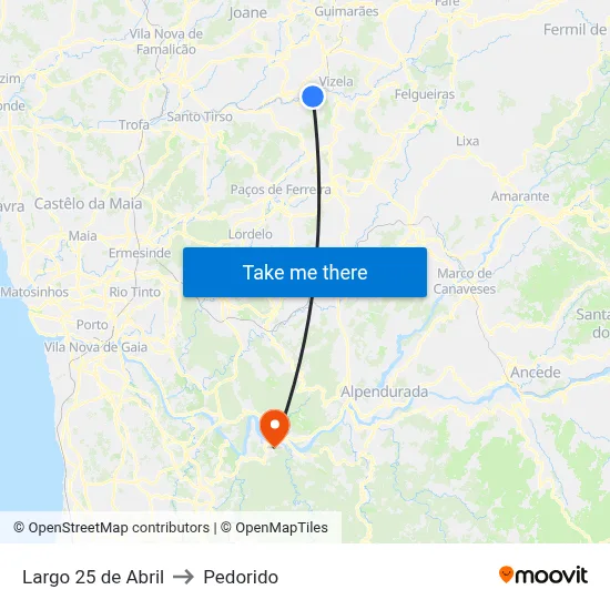 Largo 25 de Abril to Pedorido map