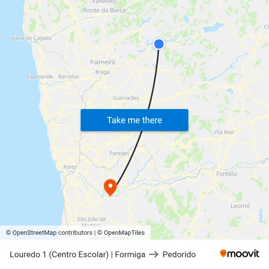 Louredo 1 (Centro Escolar) | Formiga to Pedorido map