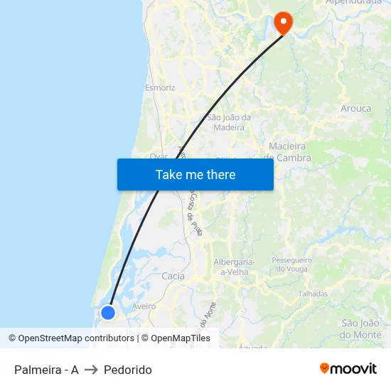 Palmeira - A to Pedorido map