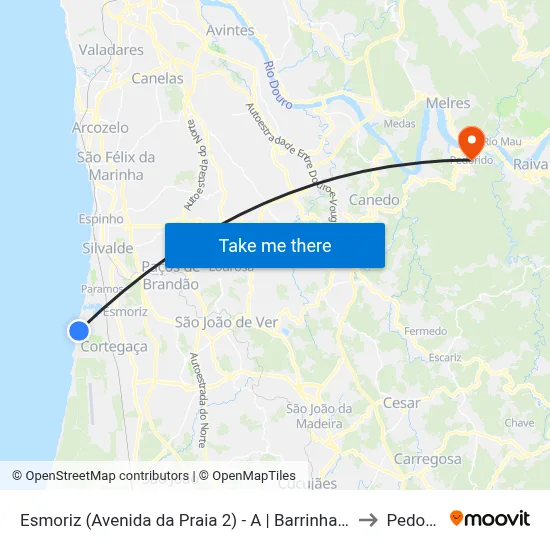 Esmoriz (Avenida da Praia 2) - A | Barrinha de Esmoriz to Pedorido map