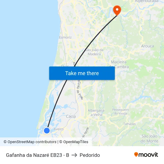 Gafanha da Nazaré EB23 - B to Pedorido map