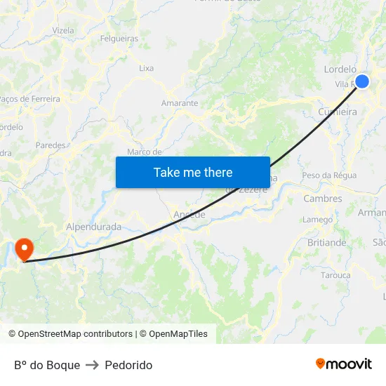 Bº do Boque to Pedorido map