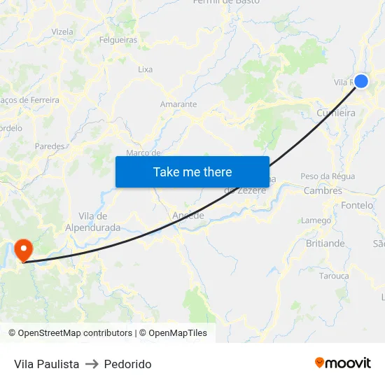 Vila Paulista to Pedorido map