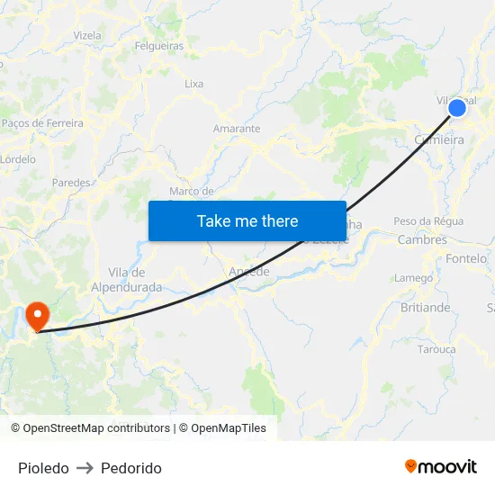 Pioledo to Pedorido map