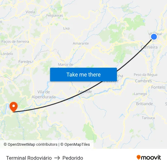 Terminal Rodoviário to Pedorido map