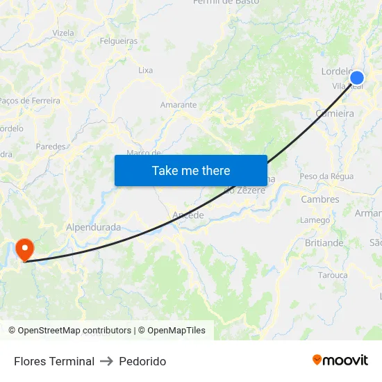 Flores Terminal to Pedorido map