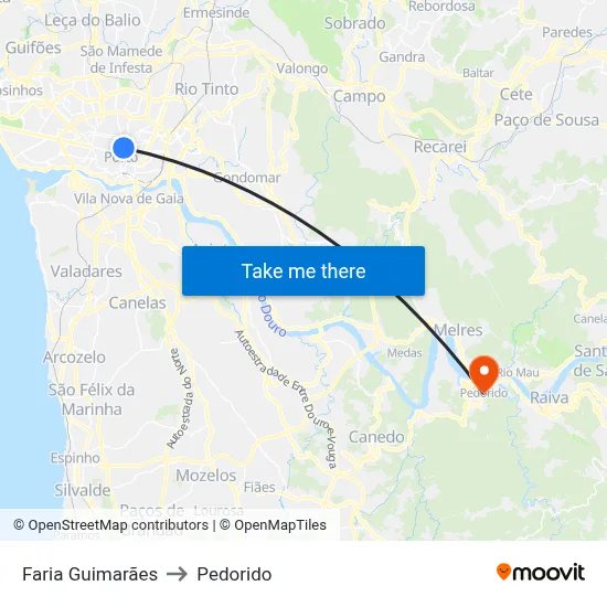 Faria Guimarães to Pedorido map