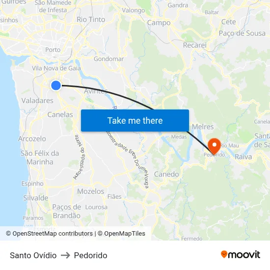 Santo Ovídio to Pedorido map