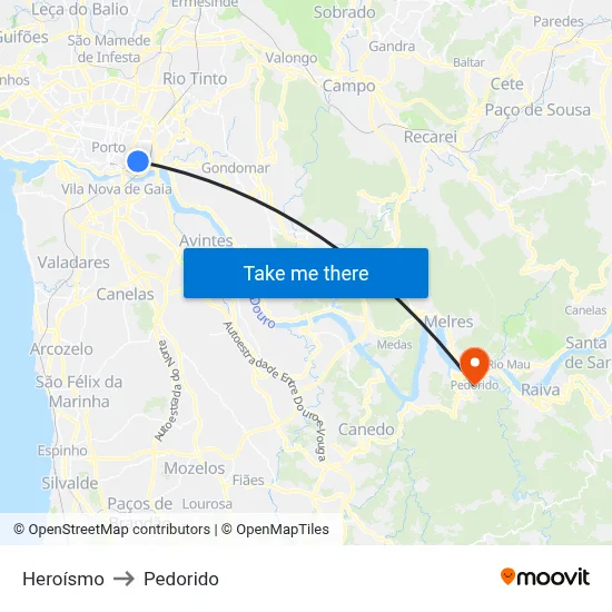 Heroísmo to Pedorido map