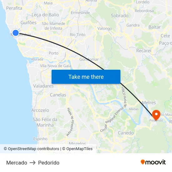 Mercado to Pedorido map