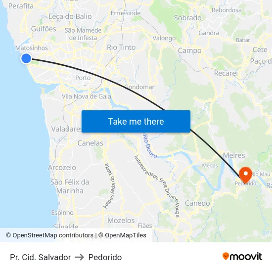 Pr. Cid. Salvador to Pedorido map