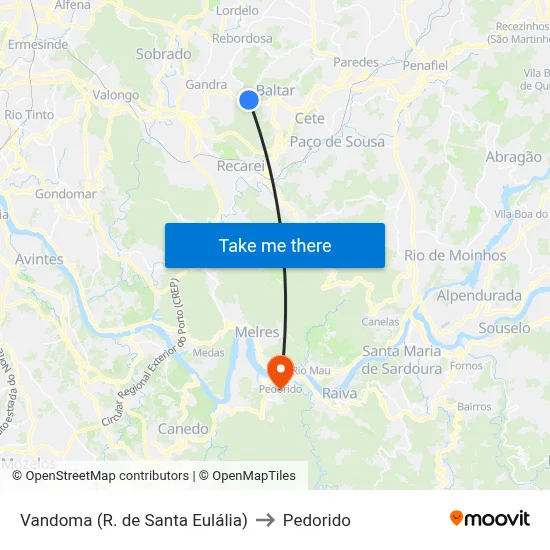 Vandoma (R. de Santa Eulália) to Pedorido map