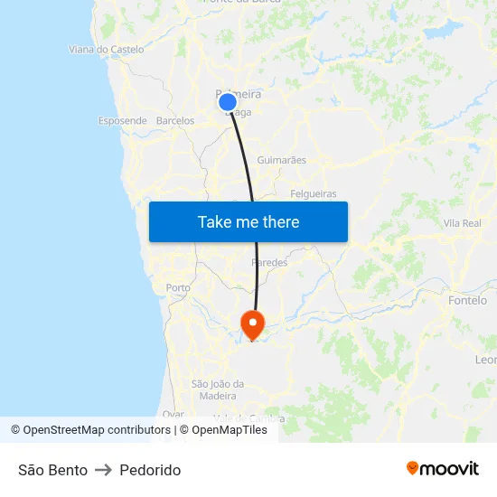 São Bento to Pedorido map