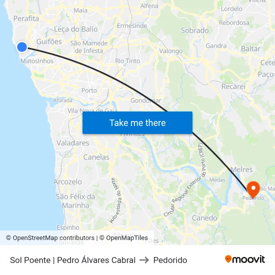 Sol Poente | Pedro Álvares Cabral to Pedorido map