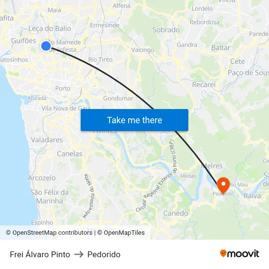 Frei Álvaro Pinto to Pedorido map