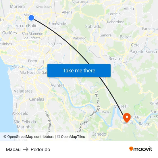 Macau to Pedorido map