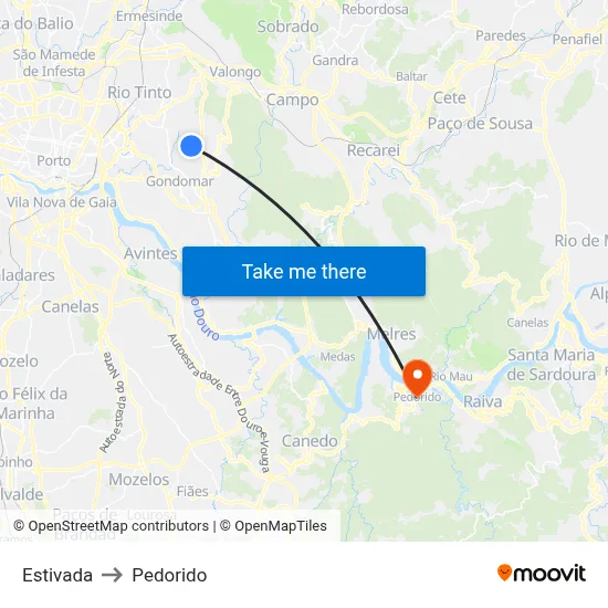 Estivada to Pedorido map