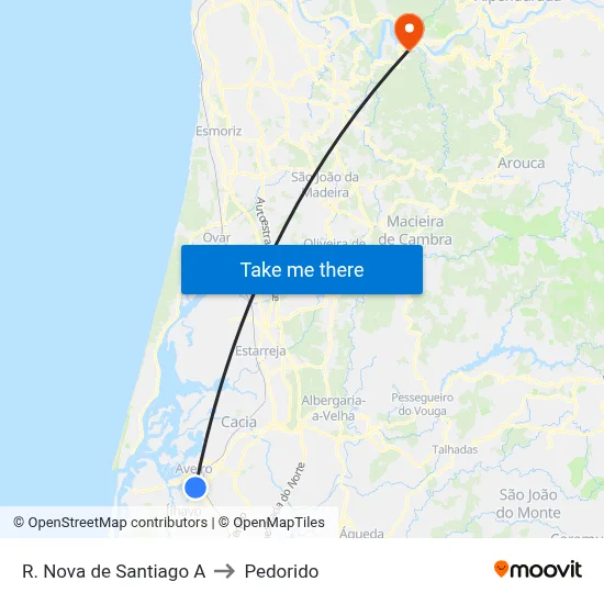 R. Nova de Santiago A to Pedorido map