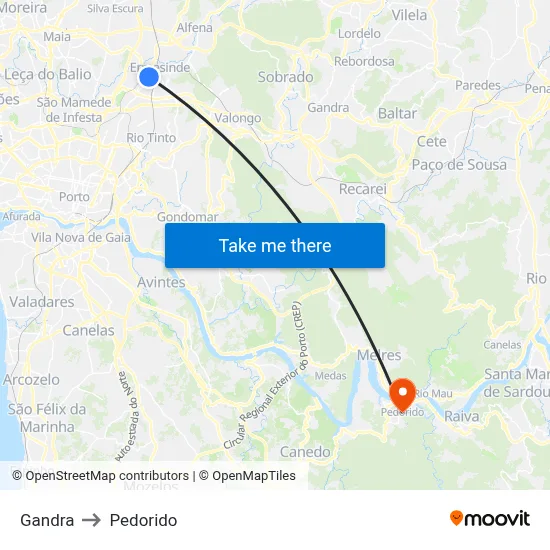 Gandra to Pedorido map