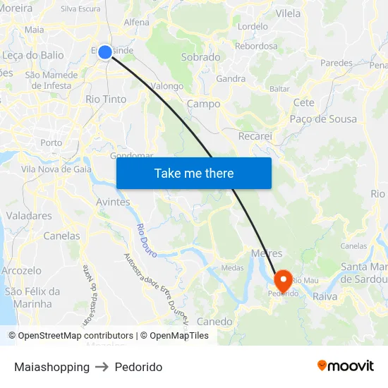 Maiashopping to Pedorido map