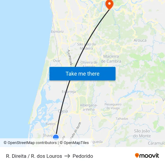 R. Direita / R. dos Louros to Pedorido map