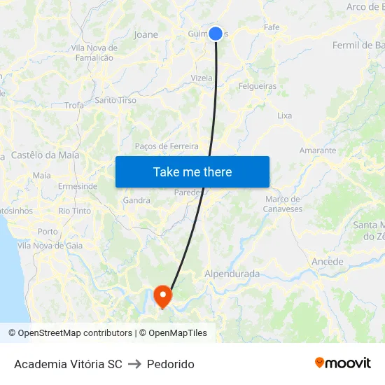 Academia Vitória SC to Pedorido map