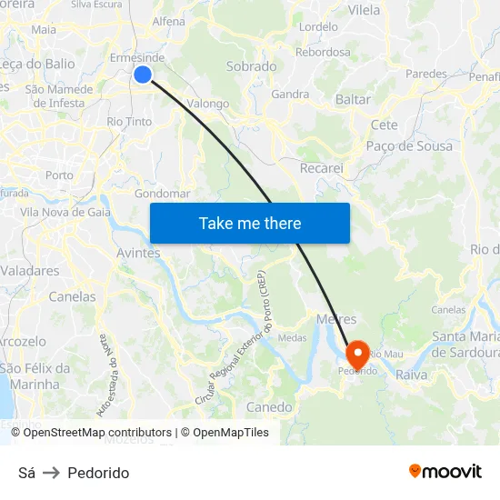 Sá to Pedorido map