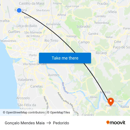 Gonçalo Mendes Maia to Pedorido map