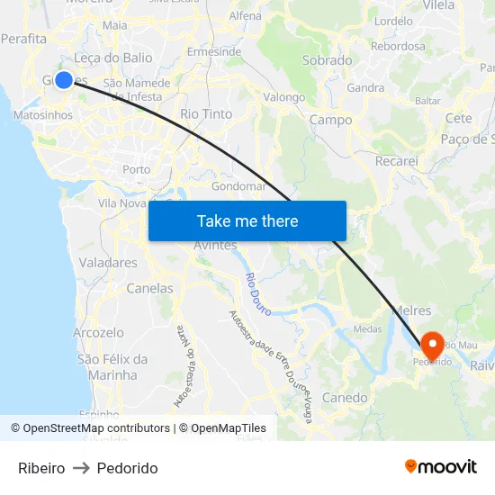 Ribeiro to Pedorido map
