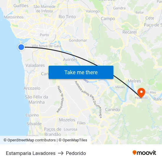 Estamparia Lavadores to Pedorido map