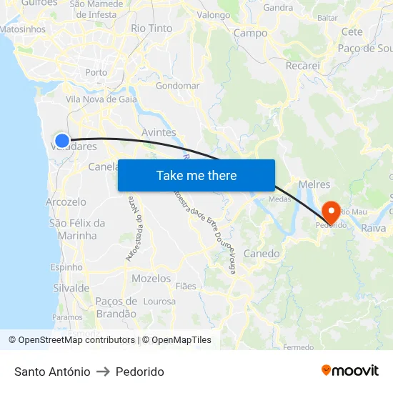 Santo António to Pedorido map