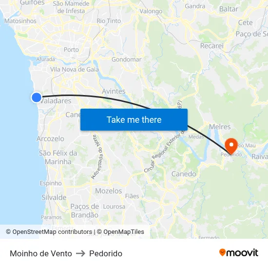 Moinho de Vento to Pedorido map