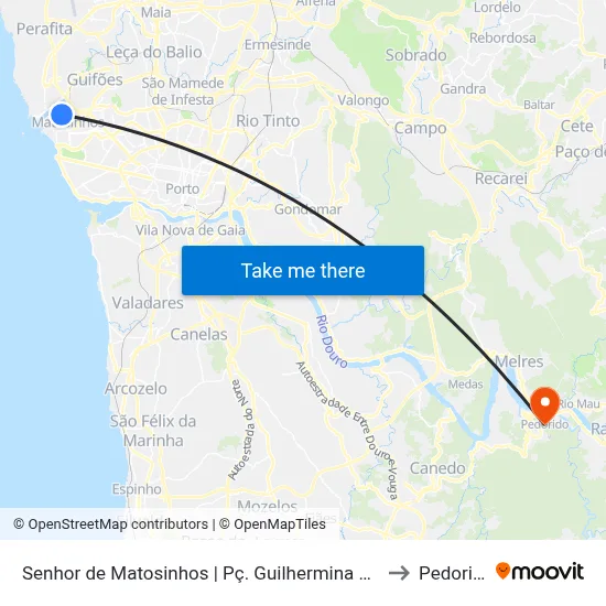 Senhor de Matosinhos | Pç. Guilhermina Suggia to Pedorido map