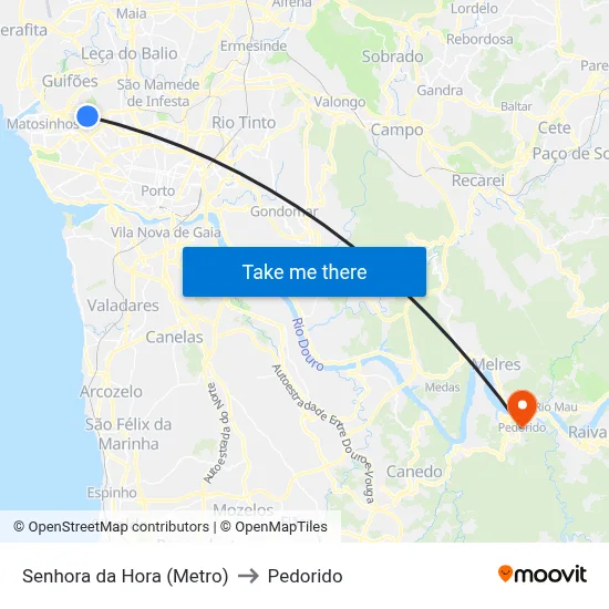 Senhora da Hora (Metro) to Pedorido map