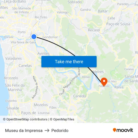 Museu da Imprensa to Pedorido map