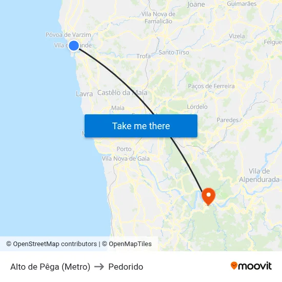 Alto de Pêga (Metro) to Pedorido map