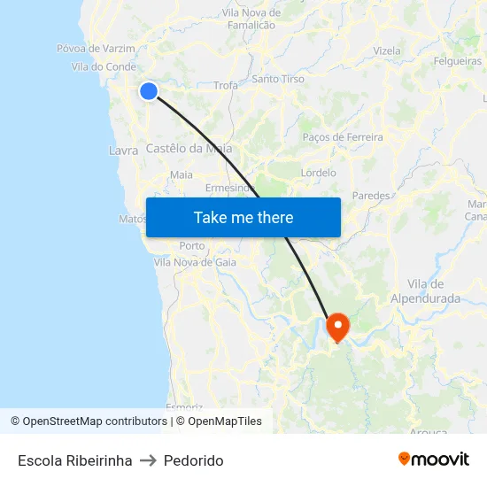 Escola Ribeirinha to Pedorido map