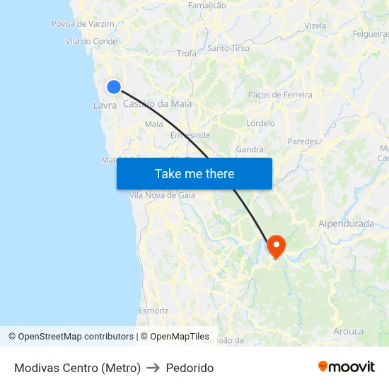 Modivas Centro (Metro) to Pedorido map