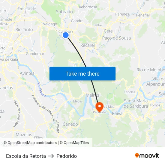 Escola da Retorta to Pedorido map
