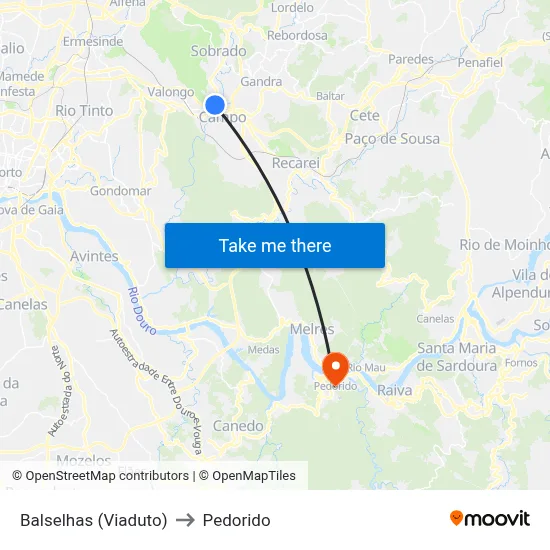 Balselhas (Viaduto) to Pedorido map
