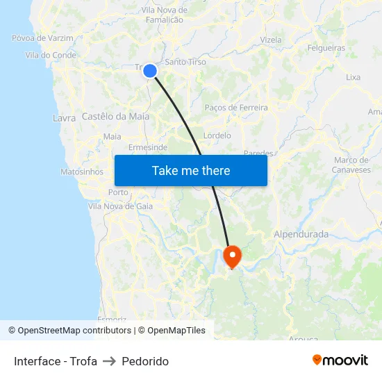 Interface - Trofa to Pedorido map