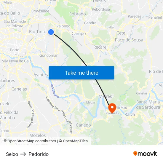 Seixo to Pedorido map