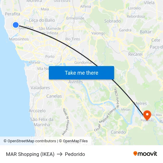 MAR Shopping (IKEA) to Pedorido map