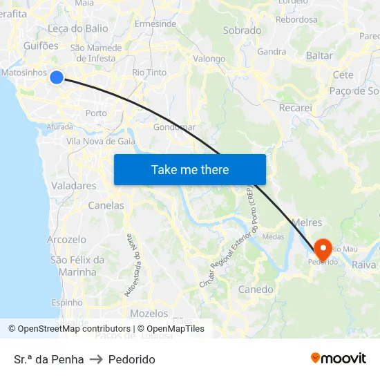 Sr.ª da Penha to Pedorido map