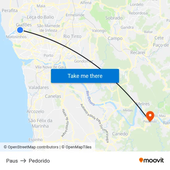 Paus to Pedorido map