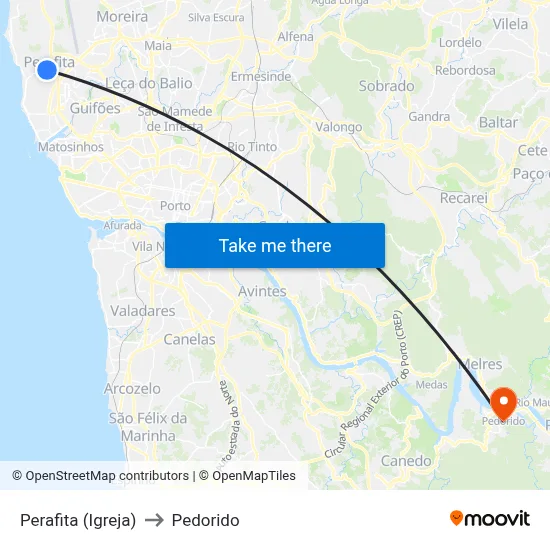 Perafita (Igreja) to Pedorido map